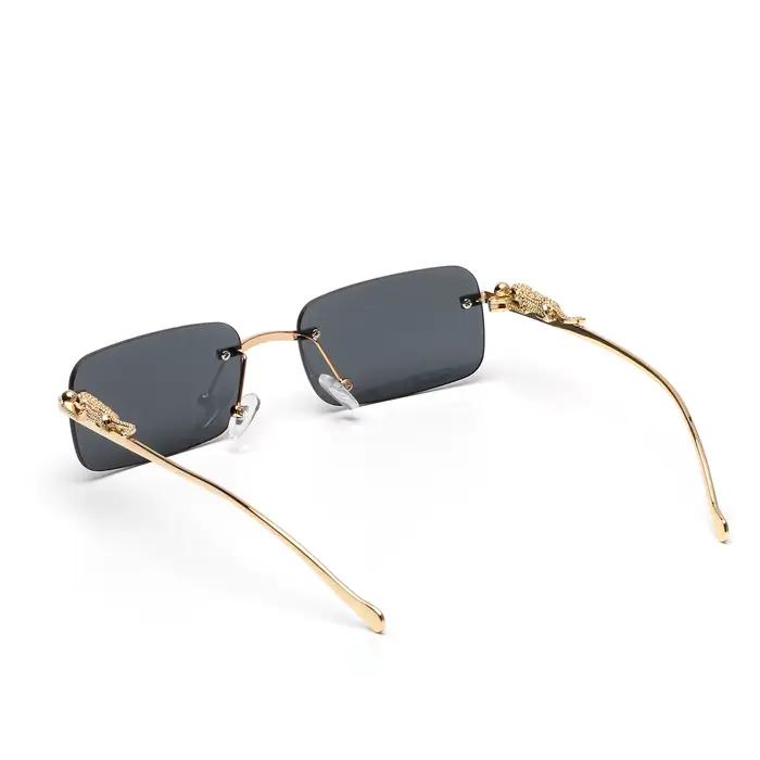 Lunettes de soleil sans monture Ruiao UV400, lunettes carrées en métal tendance pour hommes et femme
