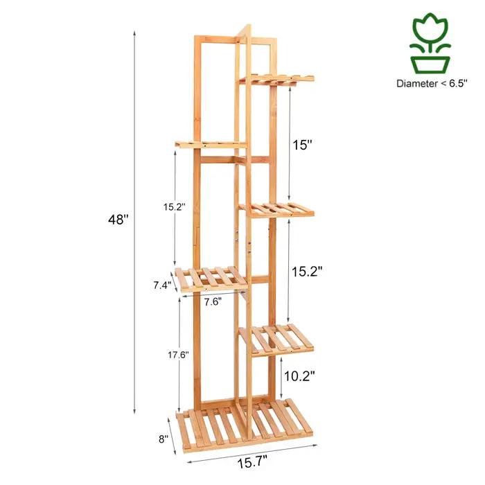 Grand Support d'Angle en Bambou T1 pour Plantes, Plusieurs Fleurs, Étagère d'Niket d'Extérieur