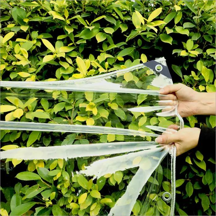 Bâche transparente imperméable en PVC avec œillets, résistante aux intempéries, pliable, couverture