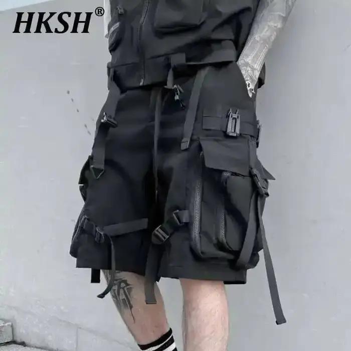 HKSH été fonctionnel marée Shorts hommes marée tactique foncé ample Techwear droit genou longueur pa