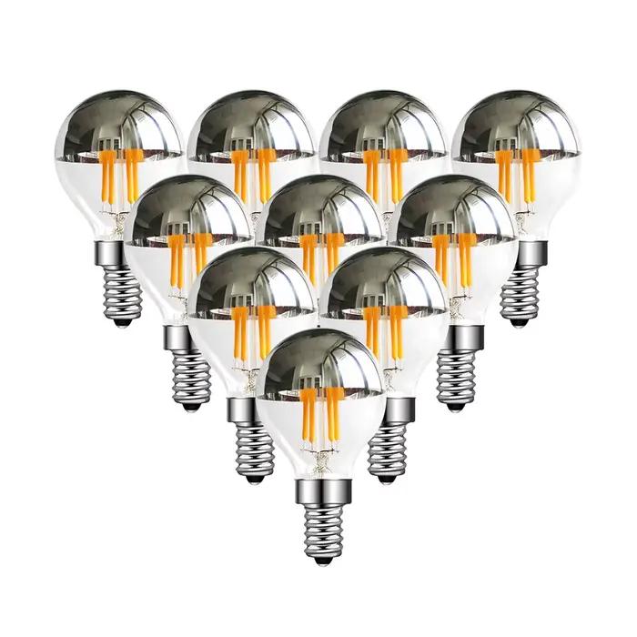 Ampoule LED Vintage à Pointe Argentée, Demi Chrome, Lampe Décorative, 40W, Filament Égal, Miroir, E1