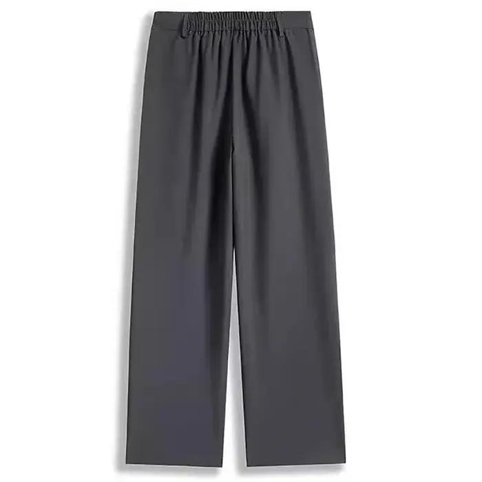 Pantalon de Costume Homme Taille Haute Printemps-Été, Coupe Droite Ample et Décontractée, Jambe Larg