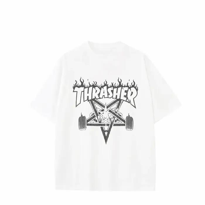 T-shirt à manches courtes pour hommes Thrasher Flame, coupe décontractée, vêtements de sport d'été,