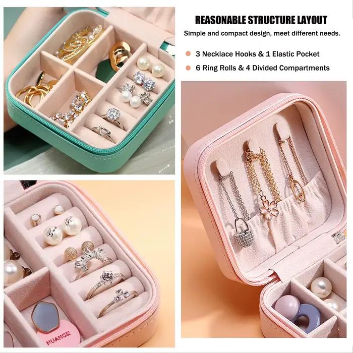 Mini boîte de rangement de bijoux portable pour femmes, étui de rangement pour boucles d'oreilles et