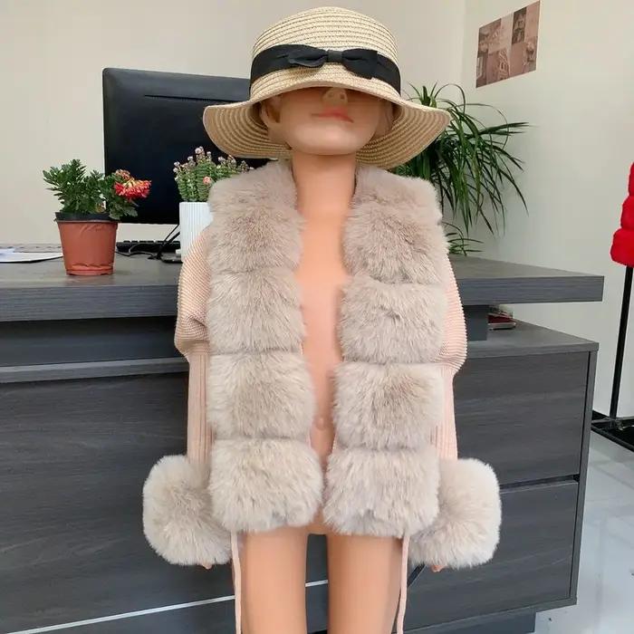 Nouveau cardigan en fausse fourrure pour enfants automne et hiver cardigan en fourrure tricotée en f