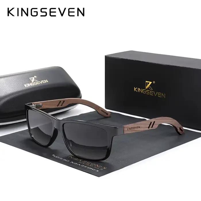 KINGSEVEN 100% lunettes De soleil polarisées Vintage hommes en bois bois Protection UV400 mode lunet