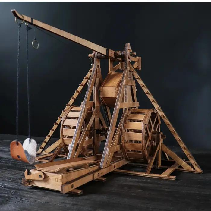 Modèle de Trebuchet 3D en bois 1:48 pour bricolage et assemblage artisanal occasion spéciale historique