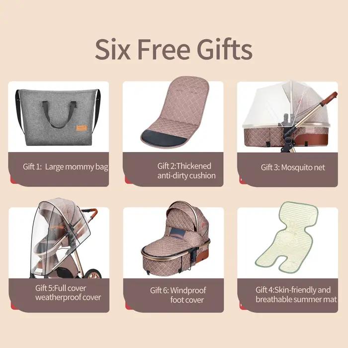 Système de voyage pour bébé 3 en 1 haut de gamme : poussette à siège réversible, design pliable pour