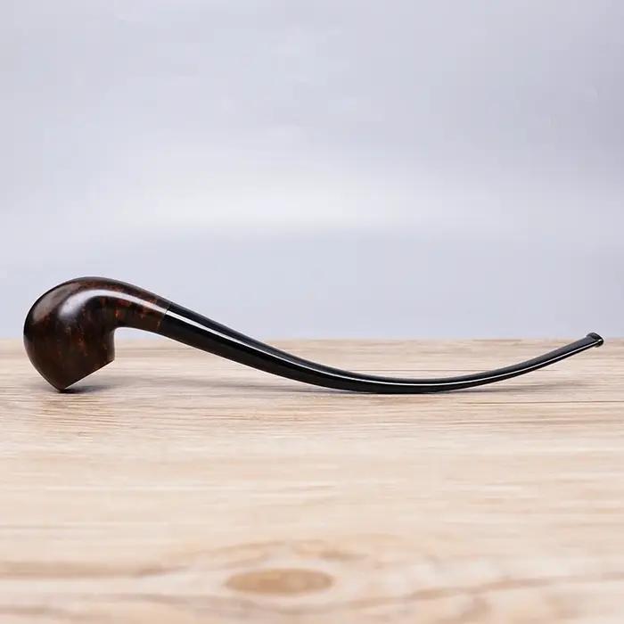 Pipe à tabac en bois de bruyère faite à la main Muxiang, longue tige courbée, embout pour fumer avec