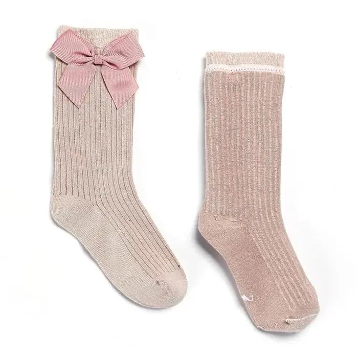 Chaussettes en coton pour petites filles de 0 à 8 ans, chaussettes longues et douces avec nœuds, cha