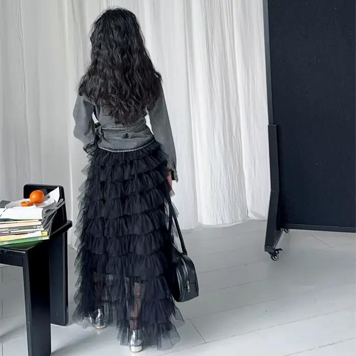 4-14 design français adolescents filles vêtements veste en jean roupas femininas infantil maille jup