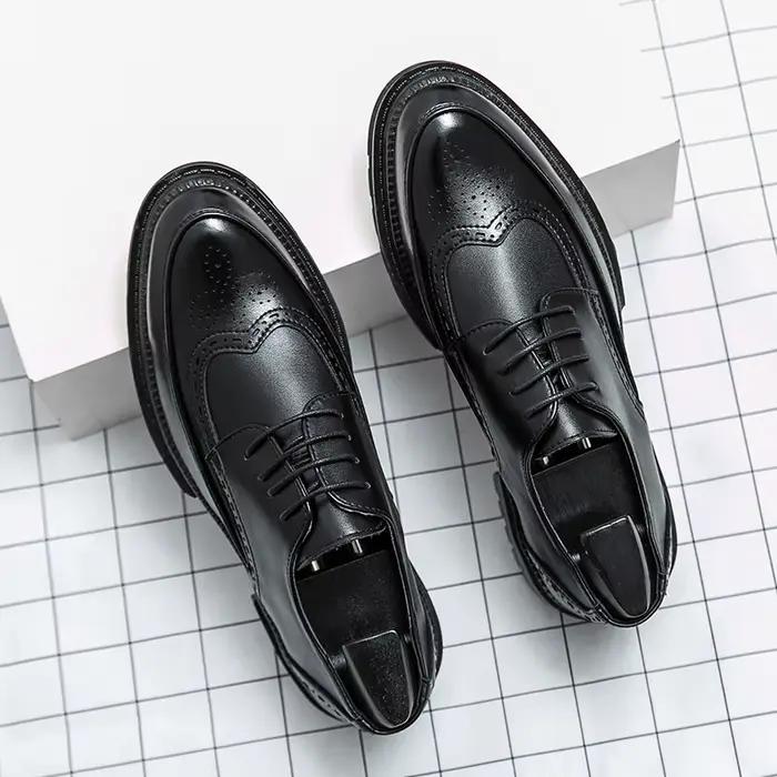 Chaussures en cuir à lacets pour jeunes hommes, chaussures d'affaires formelles, chaussures de maria
