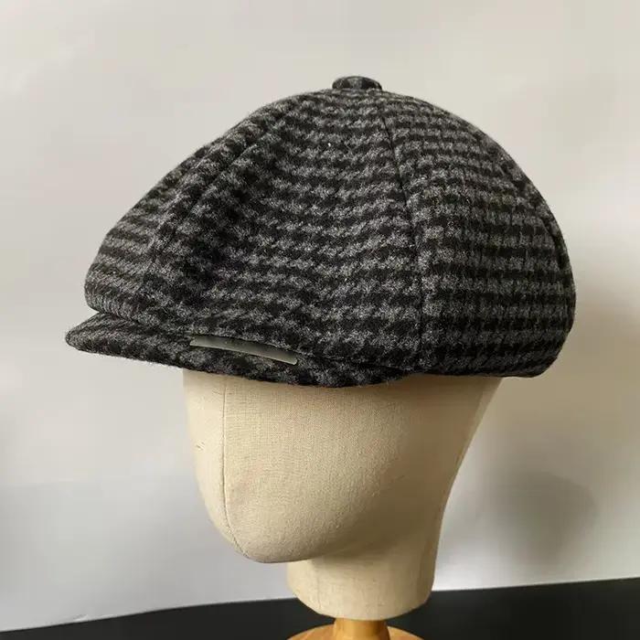 Casquettes de journal avec lame mode hommes laine mélange casquette plate Peaky chapeau conduite cha
