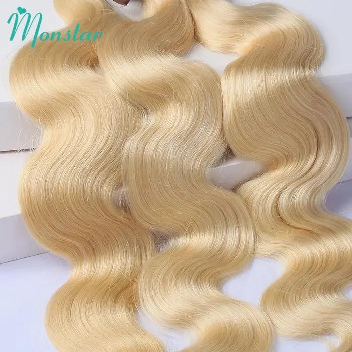 Tissage en Lot Brésilien Naturel Remy Body Wave, Blond 613, Extensions de Cheveux, Offres de 30 32 3