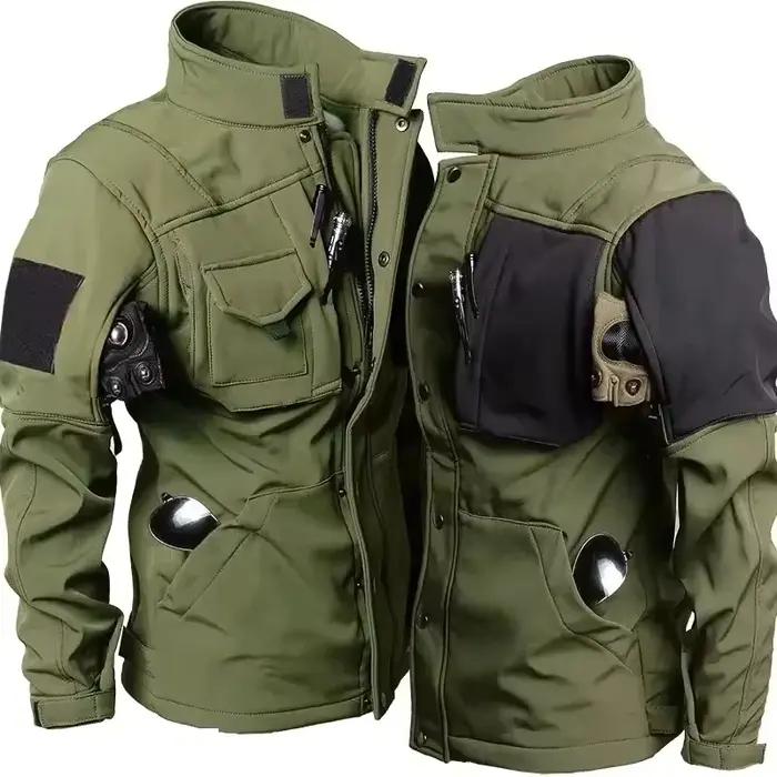 DulShlavabo-Veste coupe-vent à coque souple pour homme avec plusieurs poches, manteau coupe-vent, do