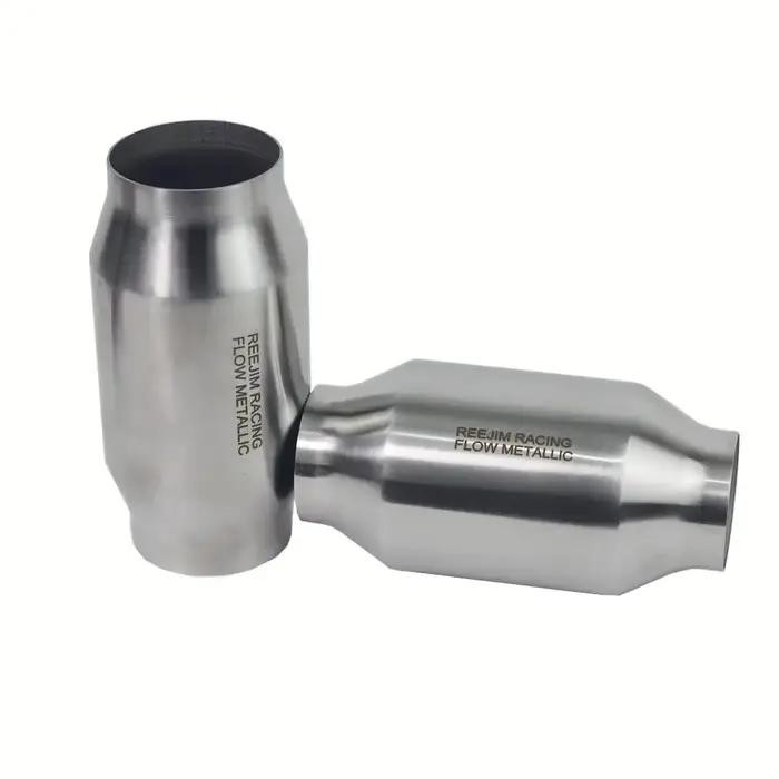 Convertisseur catalytique à haut débit 4" x 8" - Substrat métallique 200 cellules/cpsi - 2,5"/3" ent