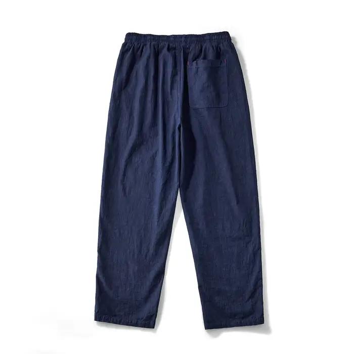 Pantalon cargo indigo rétro japonais pour homme, pantalon multi-poches, jambe large, coton, lin, déc