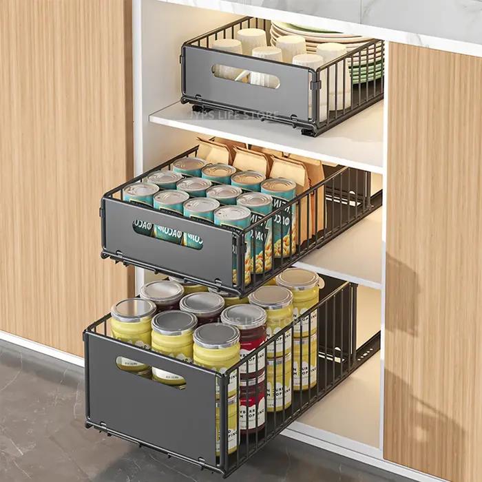 Support de rangement de cuisine, organisateur d'armoire extractible, tiroir coulissant, plateau de r