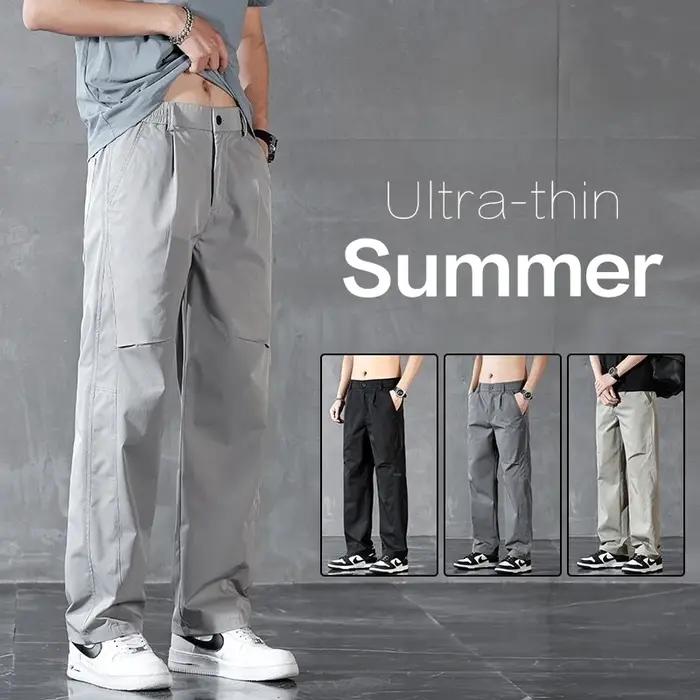 Pantalon long décontracté pour homme, coupe droite, taille élastique, couleur unie, idéal pour le pr