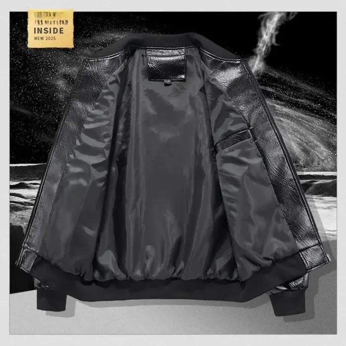 Veste d'automne en cuir de moto brodée pour hommes manteau de motard américain hommes col de Basebal