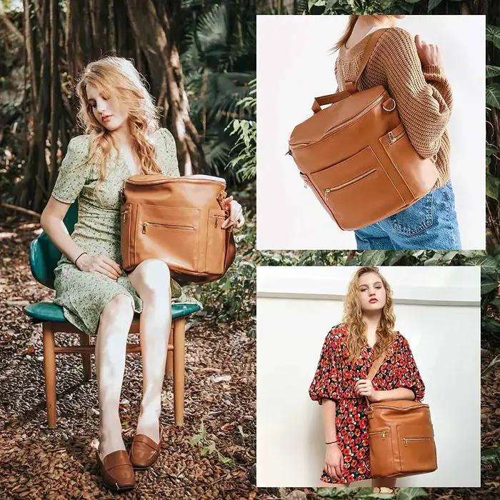 Sac à dos en cuir PU pour maman, sac à couches avec coussin proxy, sac à couches pour bébé, sac à do