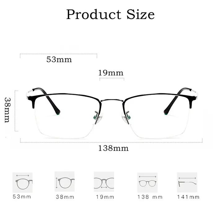 YIMARUILI – lunettes d'affaires rétro ultralégères pour hommes, demi-monture, titane pur, myopie, hy
