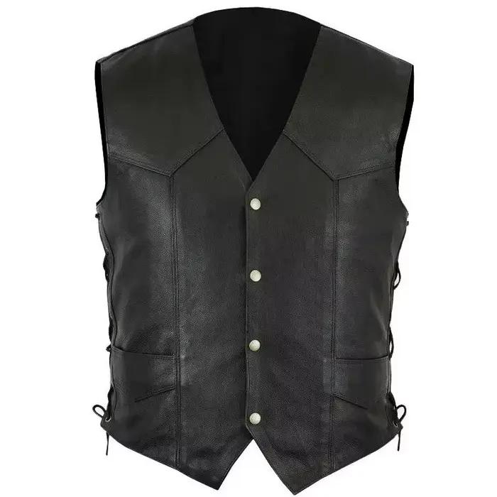 Veste en cuir rétro pour homme - haut sans manches - style disciplinaire - chevalier médiéval