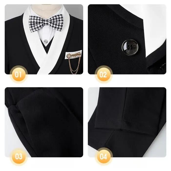 Beau smoking intelligent à revers pour enfants, 5 pièces, tenue de porteur d'anneau de mariage, ense