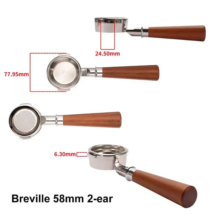 Portafiltre sans fond de 58mm Breville BES920/980/990 en acier inoxydable avec panier de 2 tasses po