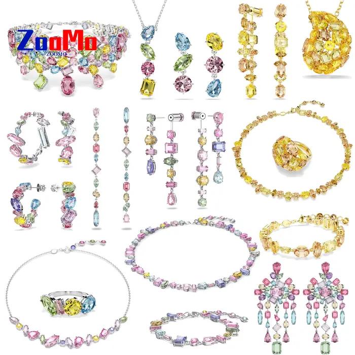 Collier bonbon en cristal coloré pour femmes, ensemble de bijoux fins, Design de Niche, Bracelet lég