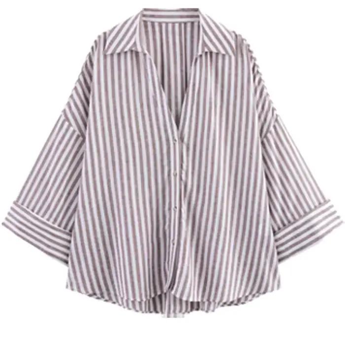 HXAO chemise femme chemisier surdimensionné chemise d'été et chemisier jaune rose blanc chemise rayé