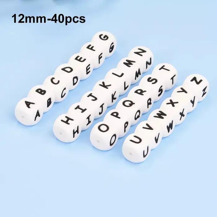 LOFCA 40 pièces/lot Alphabet 12mm lettre de qualité alimentaire perles en Silicone bébé perle sucett