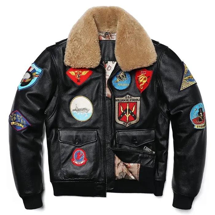 Vêtements militaires G1 veste de vol épaississement matelassé 100 % vestes en cuir de vachette homme