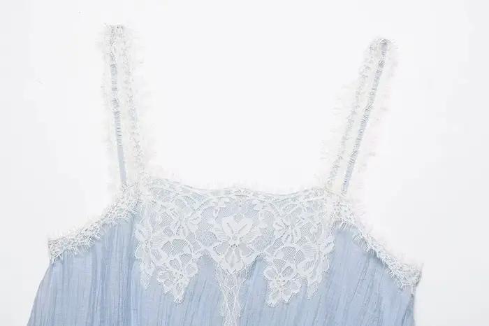 KONDALA Ensemble Jupe Chic et Sexy pour Femme, Haut Caraco en Dentelle et Jupe Longue Droite, Tendan