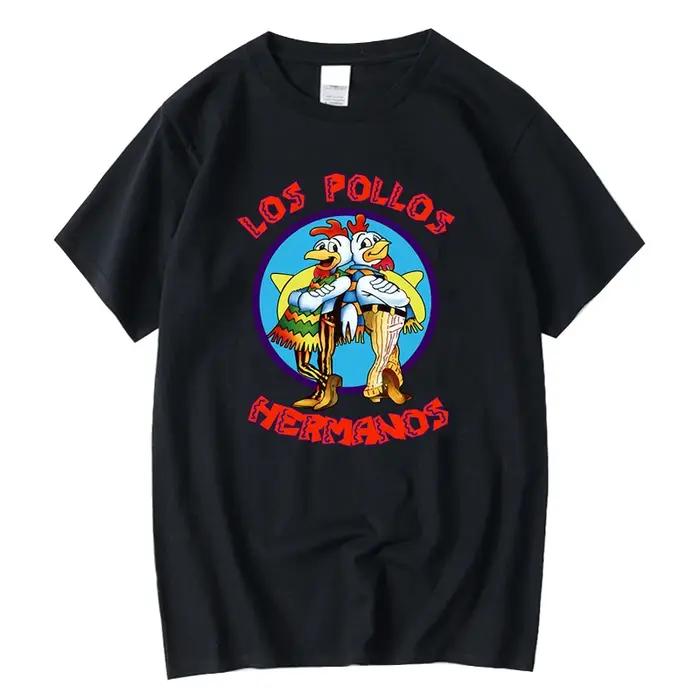 Été à manches courtes hommes de haute qualité T-shirt 100% coton Breaking Bad LOS POLLOS imprimer dé