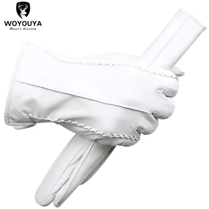 Gants en cuir blanc à la mode gants en cuir confortables femmes gants en cuir pour femmes de qualité