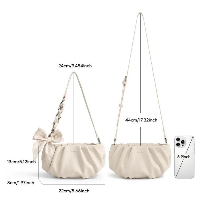 TOUTOU Cute Cloud Mini Hobo Bag pour femme, sac à bandoulière multi-usage en cuir PU souple, petit s
