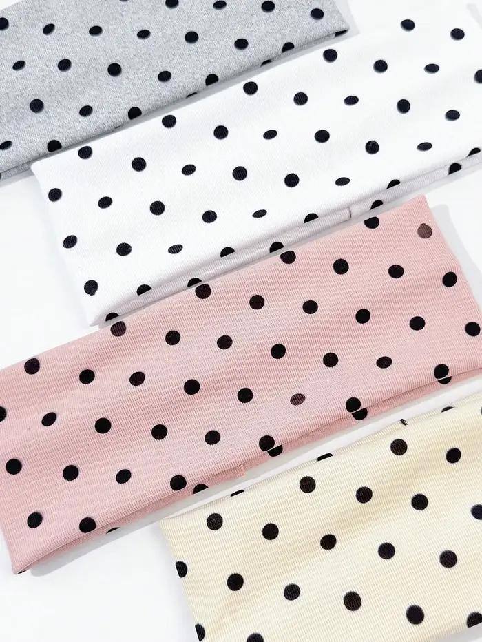 4 pièces/ensemble dames à pois imprimé large bord élastique bandeau de cheveux visage maquillage spo