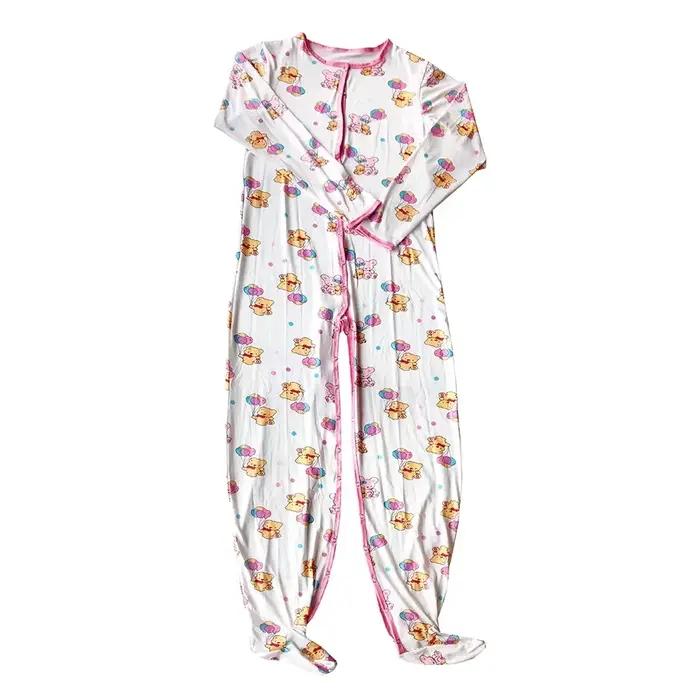 Adulte Onesie pyjamas longue combinaison pour adulte bébé Snap entrejambe barboteuse vêtements de nu