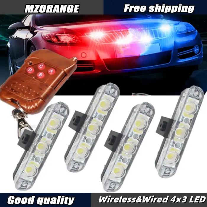 4*3 Led lumières de Police pour voiture FSO lumière stroboscopique sans fil à distance Ambulance 12V