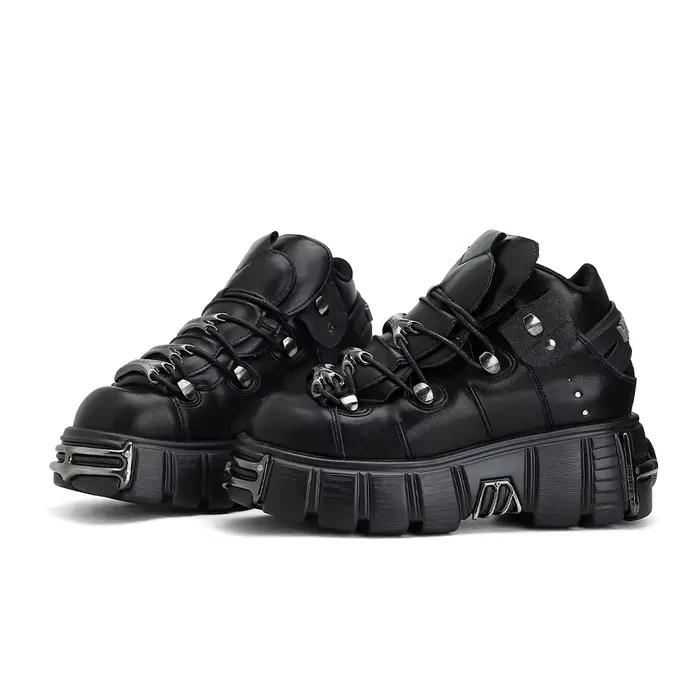 Nouvelles Chaussures Femme Style Punk 2026 – Bottes Rock à Lacets avec Plateforme et Talon de 6 cm,
