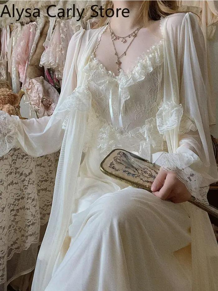 Robe féerique française Vintage en dentelle pour femmes
