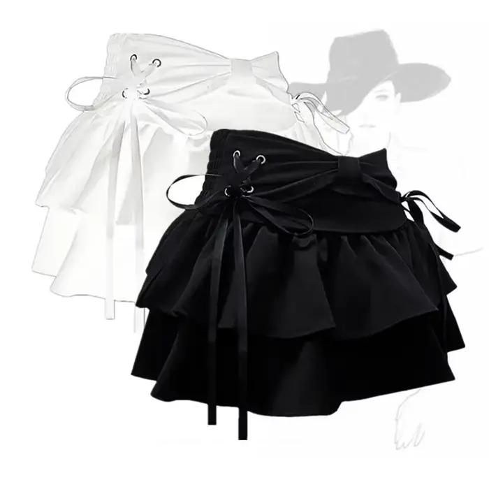 Mini jupe en jean gothique pour femmes, Streetwear américain, Vêtements sexy, Ligne A, Vintage, Noeu