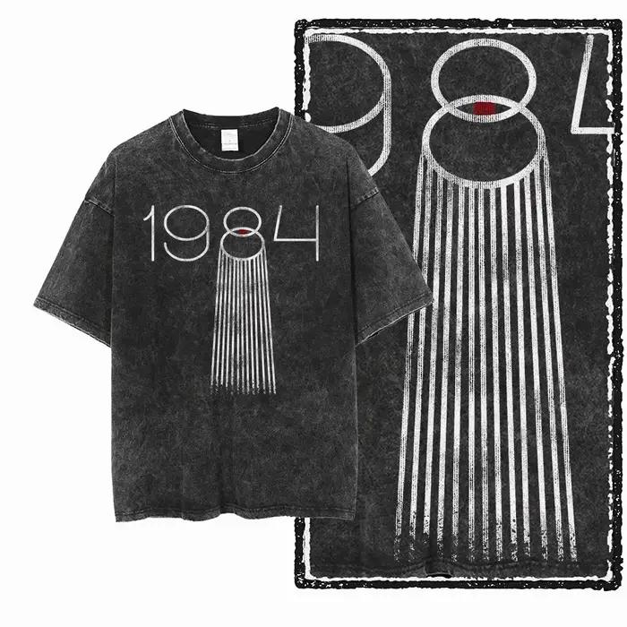 G02 exclusif 100% coton grande taille 1984 graphique hommes T-shirt | T-shirt col rond pour hommes