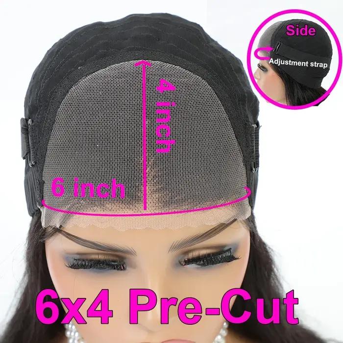 Perruque de cheveux humains droite sans colle pour femmes noires, perruque de fermeture en dentelle