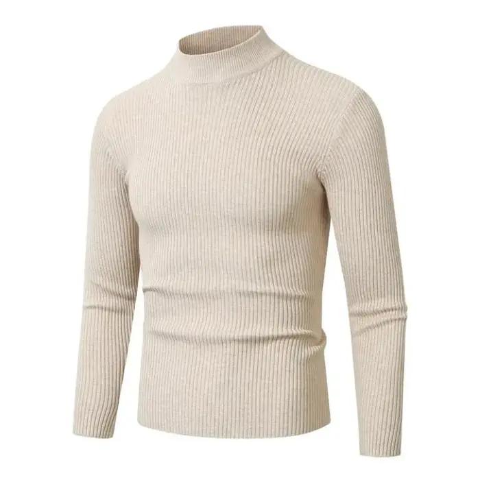 Nouveaux hommes mode faux col roulé chandails à manches longues Waem pull pull hiver coupe ajustée r