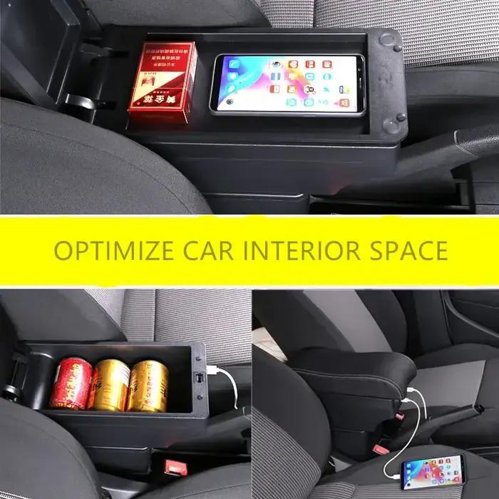 Boîte d'accoudoir de voiture, boîte de Modification de stockage de Console centrale, accessoires USB