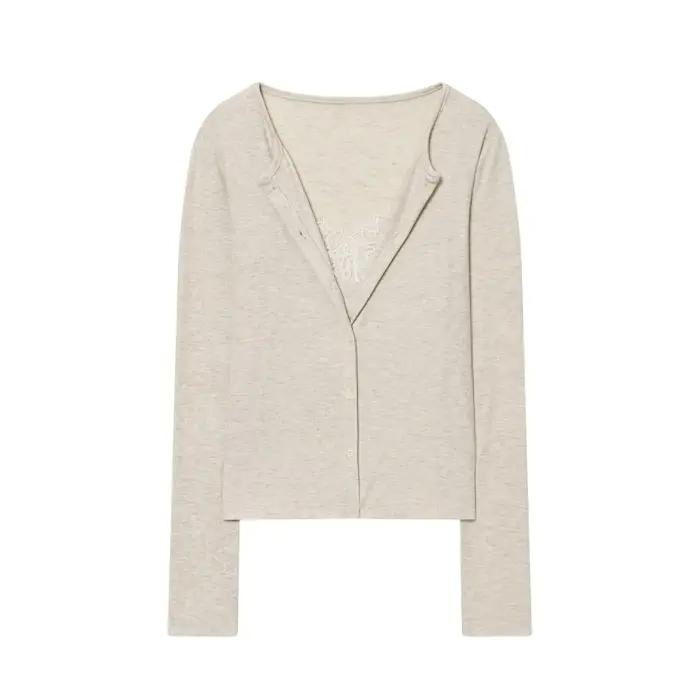 MUJER dentelle recadrée veste haut pour femme Vintage tricot Demi-saison vestes pour femmes boutonné