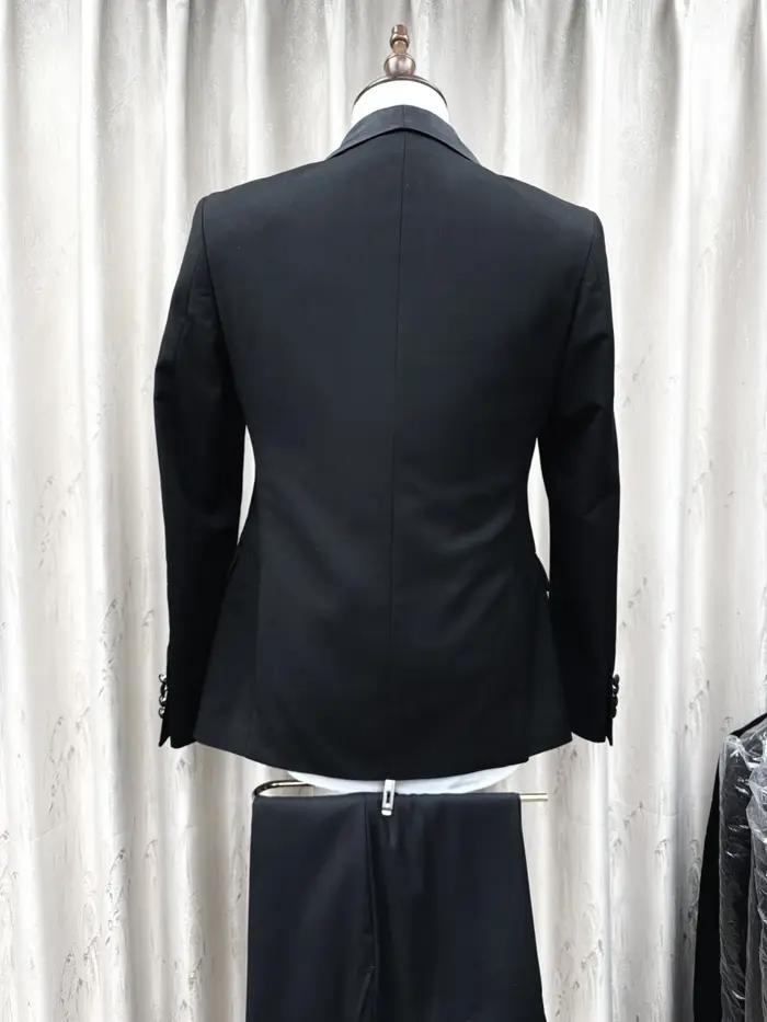 Costumes pour hommes à revers châle noir 3 pièces ensembles de marié de mariage automne ensemble de