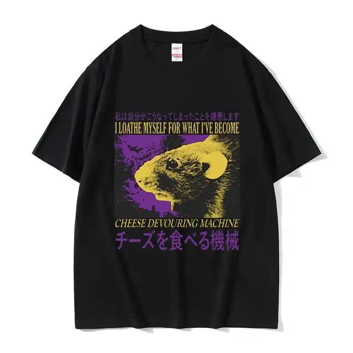 T-shirt col rond pour hommes, humoristique, avec image de Rat japonais, Vintage, à la mode, surdimen